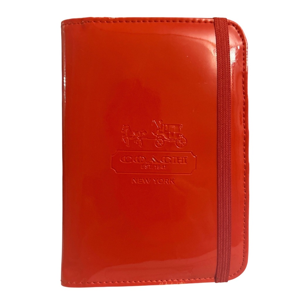 Coach Red Patent Horse and Carriage Notebook Cover Organizer Wallet with Notepad - Picture 2 of 9